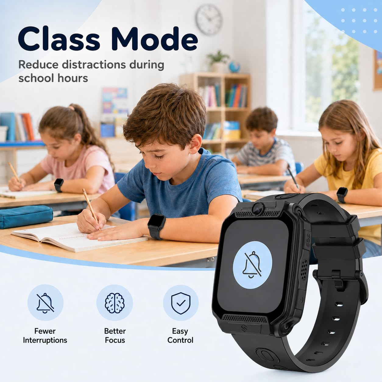 clleylise Smartwatch Bambini con GPS+LBS, Videochiamata, Chiamata, SOS, 7 Giochi Educativi, Modalità Scuola, Contapassi e Fotocamera, Orologio Digitale Multifunzione, Telefono per Bambini