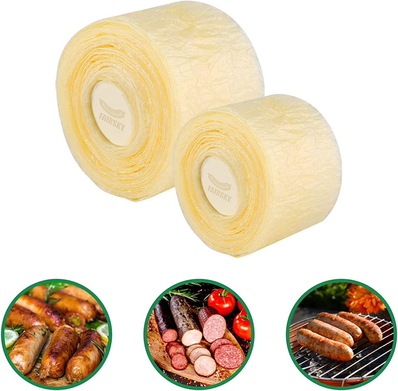 Edible Drying Hog Sausage Casing, Sausage Casings for Flavorous Homemade Sausages Ham,Breakfast Sausage,Italian Sausage,Knoblewurst,Pepperoni,Bologna Sausage and Most Delicious Sausage (8m/26ft),Φ50mm
