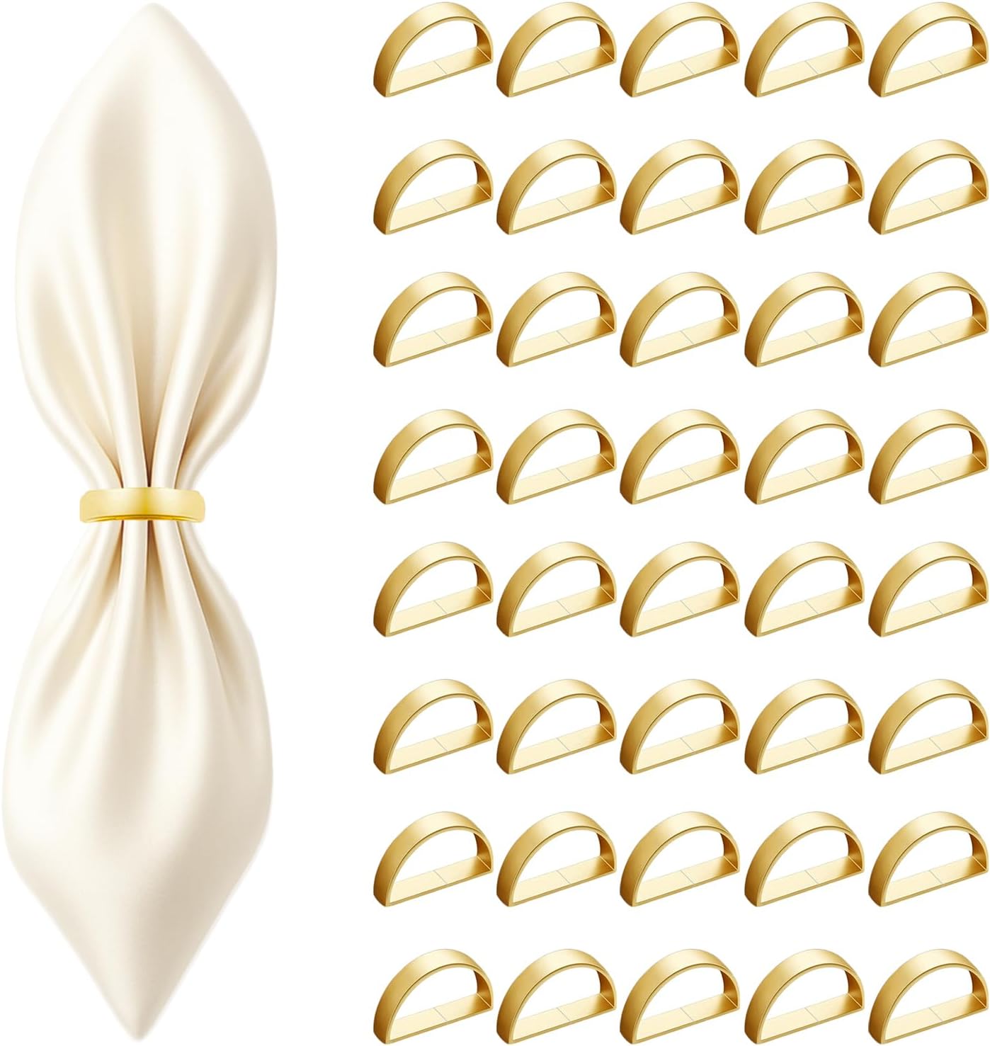 12 Pcs Stainless Steel Napkin Rings - Matt Gold Napkin Holder Buckles for Table Kitchen Dinner Party Wedding Christmas Party(Semicircle)