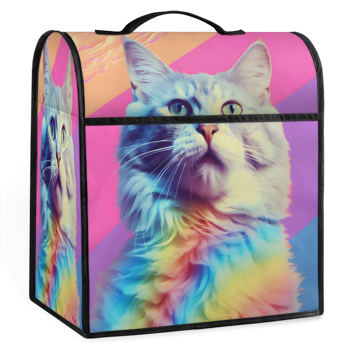 Coffee Maker Cover Cute Cat Animal Kitchen Appliance Covers Small Appliance Covers Blender Cover Juicer Cover Dust Covers for Kitchen Appliances with Top Handle and Pockets,Washable,C402