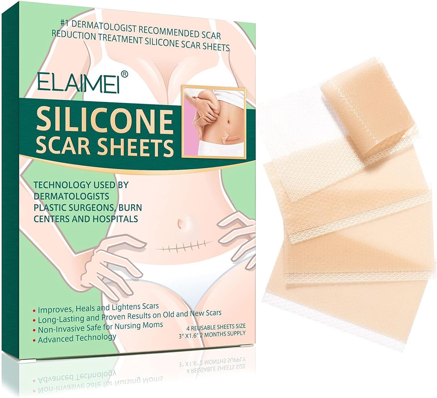Silicone Strips Scar Removal Sheets, Tummy Tuck Breast Reduction Scars