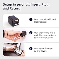 Vista 4 de ALPHA TECH Hidden Spy Camera 1080p – Plug-in Mini Cam, No Wi-Fi, MicroSD Recording, Motion Detect, Loop Storage, Wide-Angle Lens – Discreet Indoor
