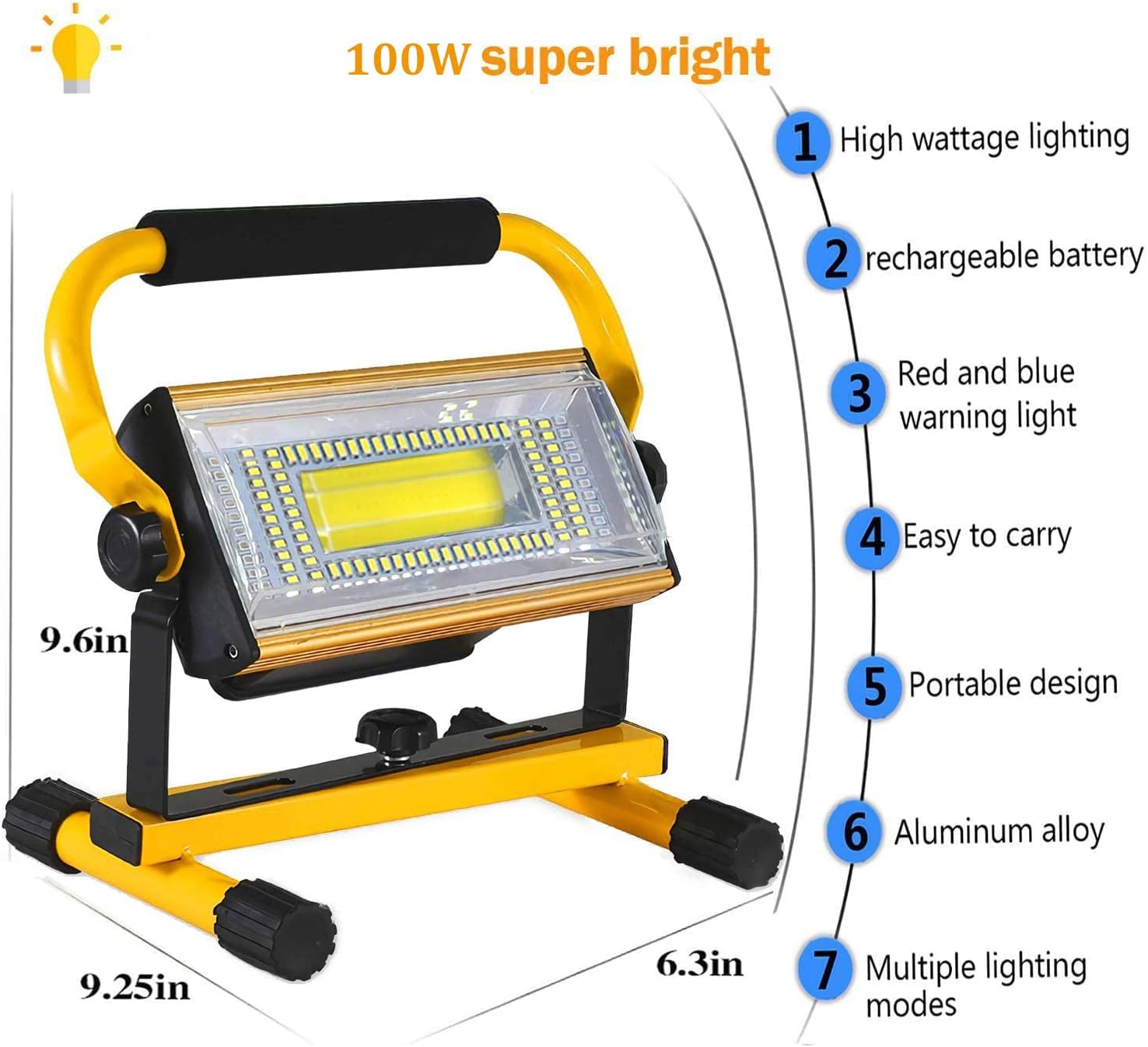 Lіmіtеd Stосk OPATER Portable Rechargeable LED Work Light 100W Super Bright Waterproof LED Flood Lights for Outdoor Camping Hiking Emergency Workshop Job Site Lighting