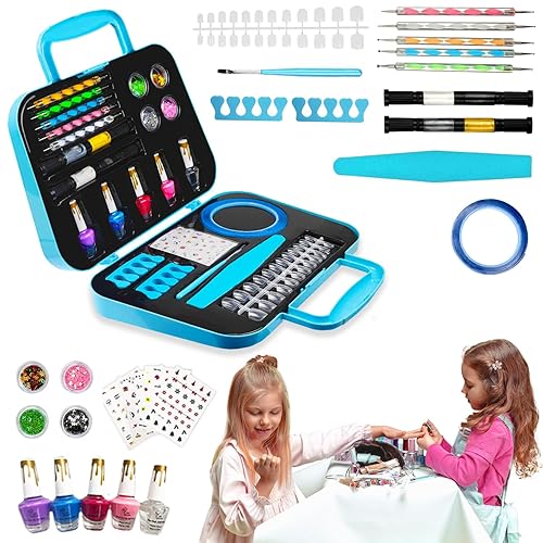 Toysical Kit de arte de uñas para niñas, juegos de esmalte de uñas para niños o preadolescentes, juego de regalo de uñas no tóxico, regalo de
