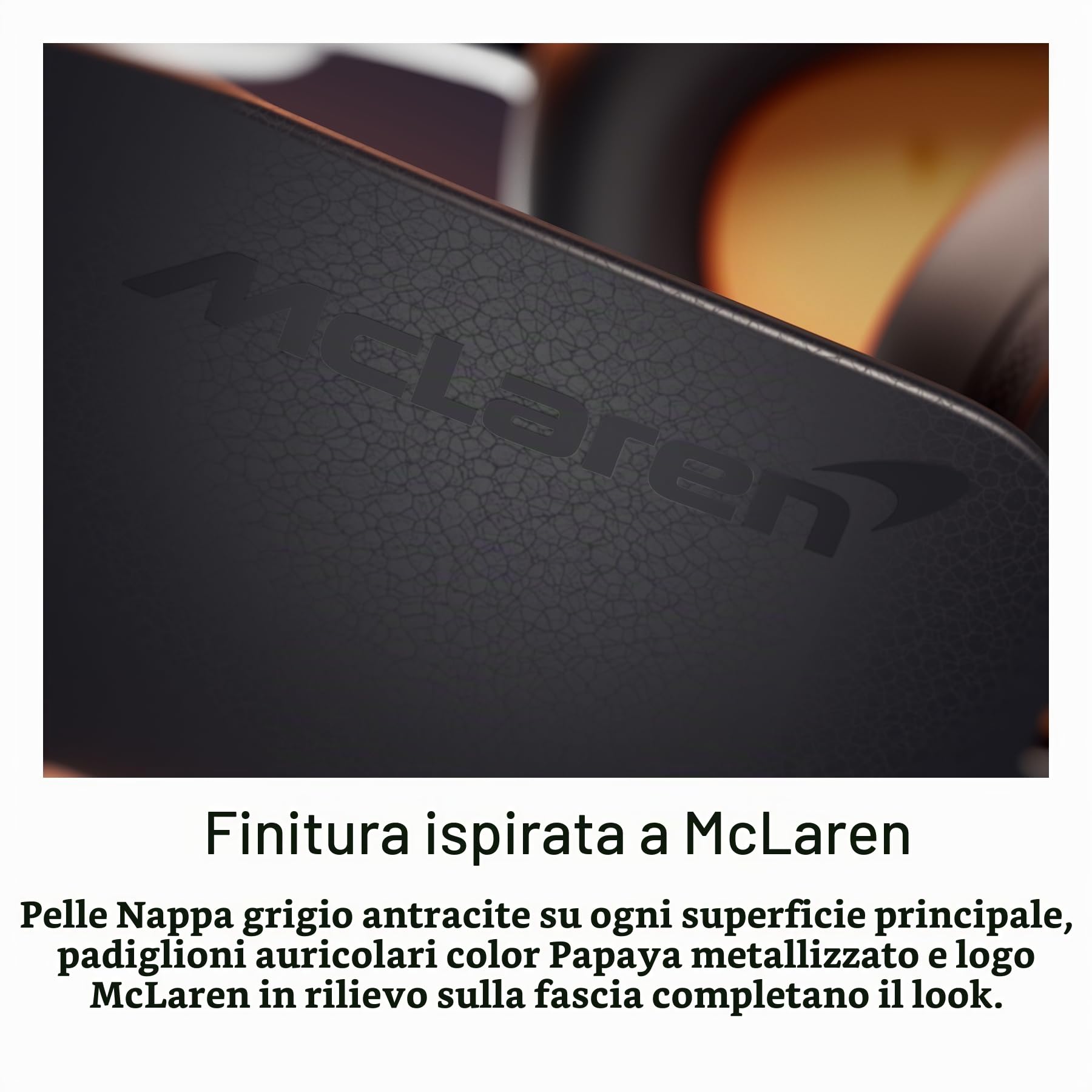 Bowers & Wilkins Px8 S2 McLaren Edition, Cuffie Wireless con Cancellazione del Rumore, Bluetooth Audio e Ricarica Rapida, 30 Ore di Riproduzione ad Alta Risoluzione con Microfono Integrato