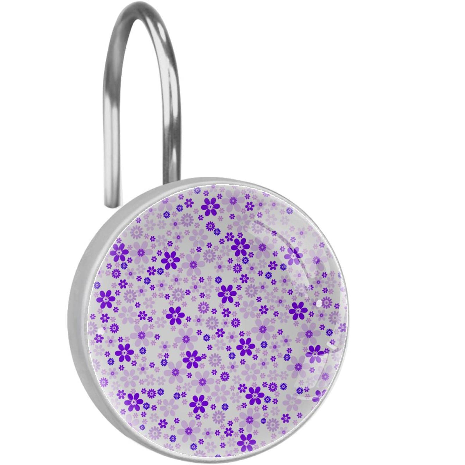 Anneaux de rideau de douche violet et inox : un style floral chic et durable pour votre salle de bain