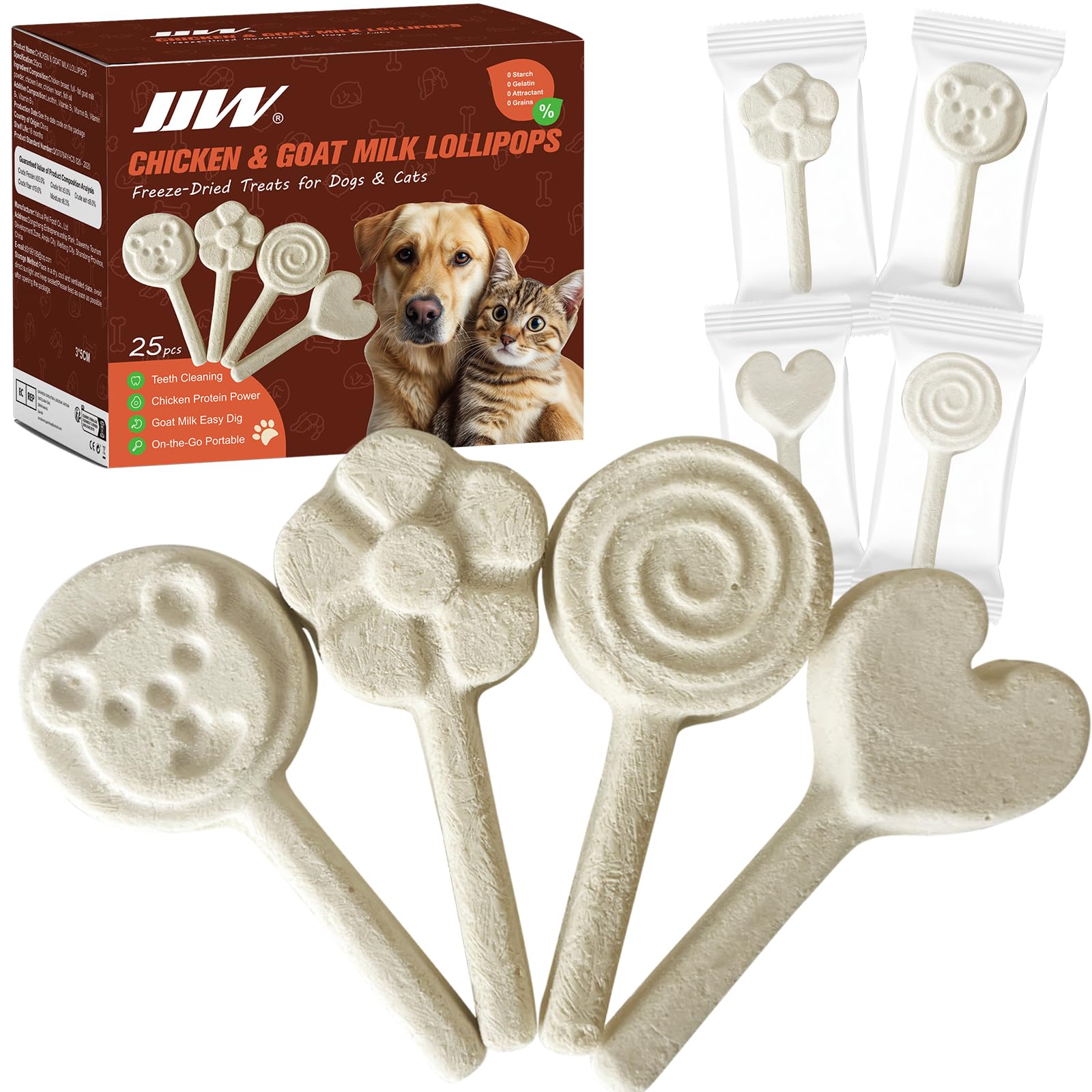 Liofilizzati Pollo Latte di Capra Per Gatti Adulti Anziani Cani Piccoli Senza Cereali Ipoallergenici Digeribili (Pollo & Latte di Capra (20 Pezzi))