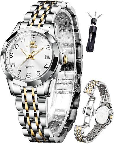 Miniatura 1 de OLEVS Reloj de pulsera para mujer, pequeño reloj de pulsera de acero inoxidable para mujer, reloj analógico de cuarzo para mujer