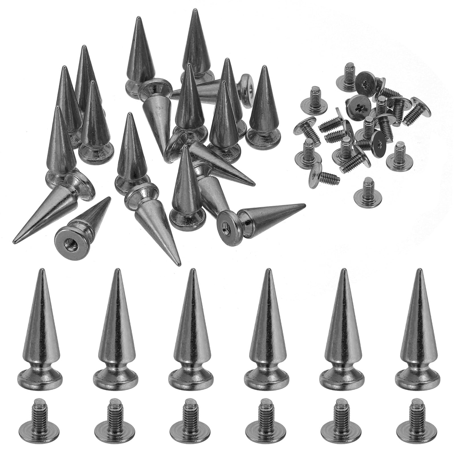 PATIKIL 26mm Studs for Clothing 20 Sets Studs and Spikes Leather Rivets Cone Spikes Metal Screw Studs for Clothing Leather Crafts Fabric Shoes Punk Bag Leathercraft