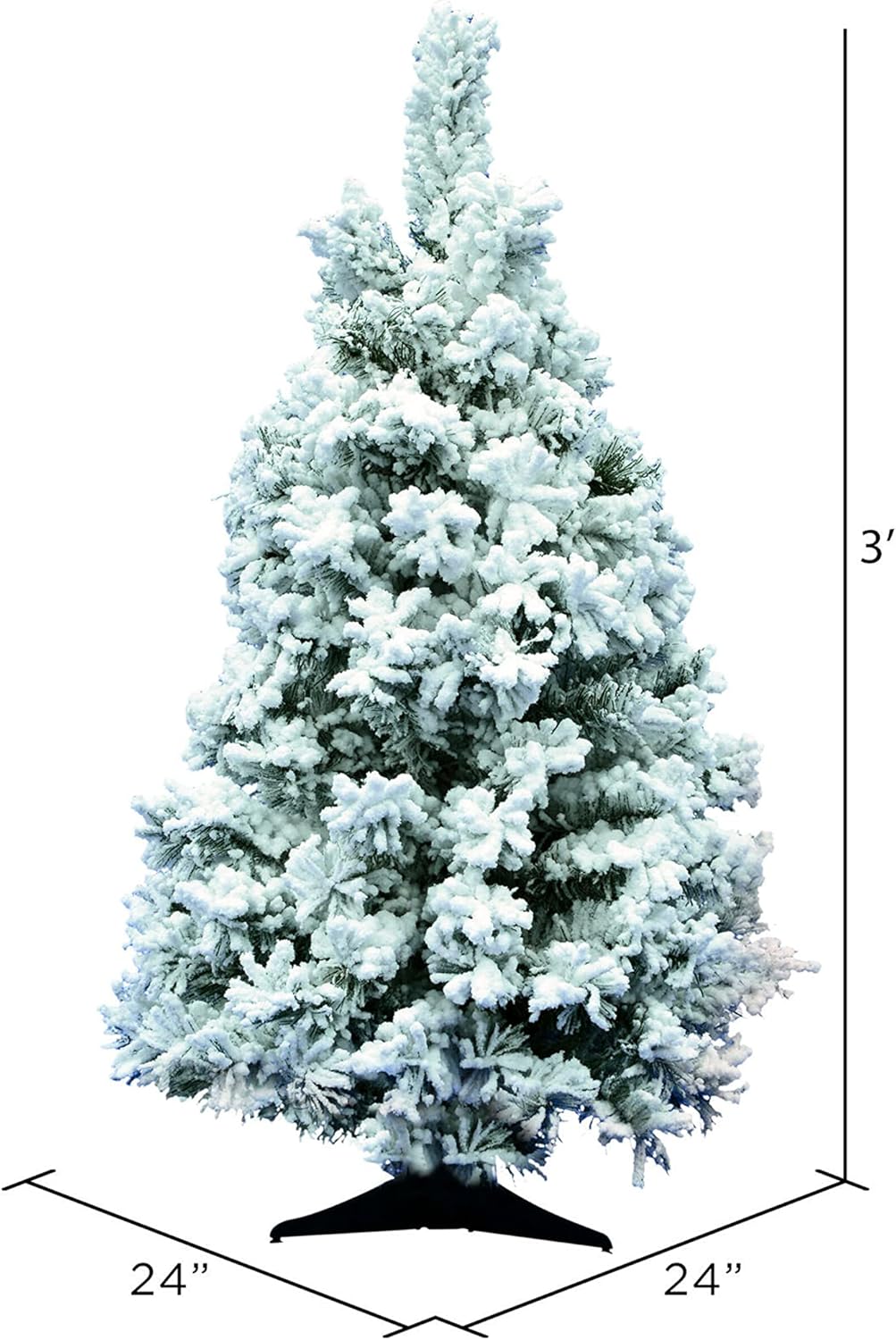 Vickerman 3Ft. Flocked Alaskan Unlite White on Green Christmas Tree w/ 116 Tip