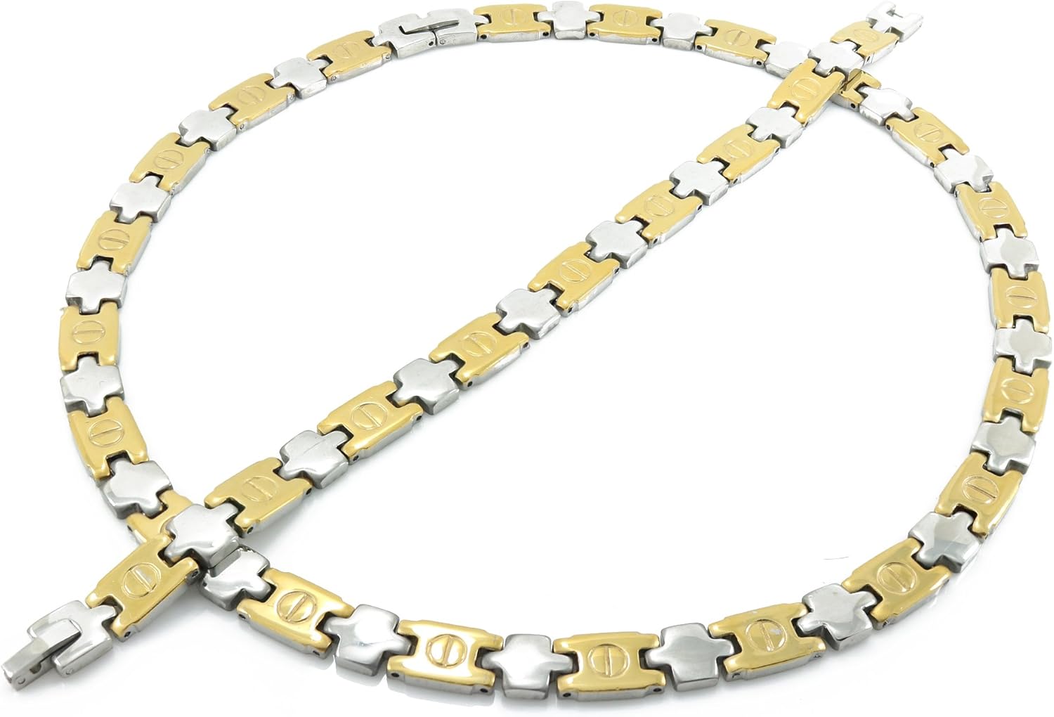 Women's Love Design XOXO Hugs and Kisses Necklace and Bracelet Set Te Amo 18 inches Multi Color (Gold, Silver, Two Tone, Three Tone)