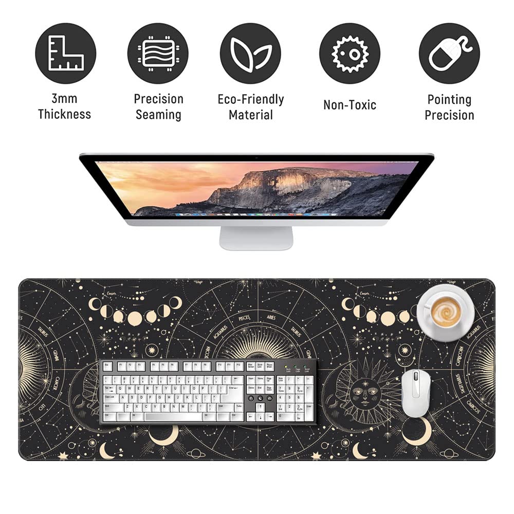 Grande tappetino per mouse da gioco esteso con Word, Excel, software per ufficio, Excel, scorciatoie PPT, bordi cuciti, base in gomma antiscivolo, impermeabile, tappetino per mouse per scrivania da