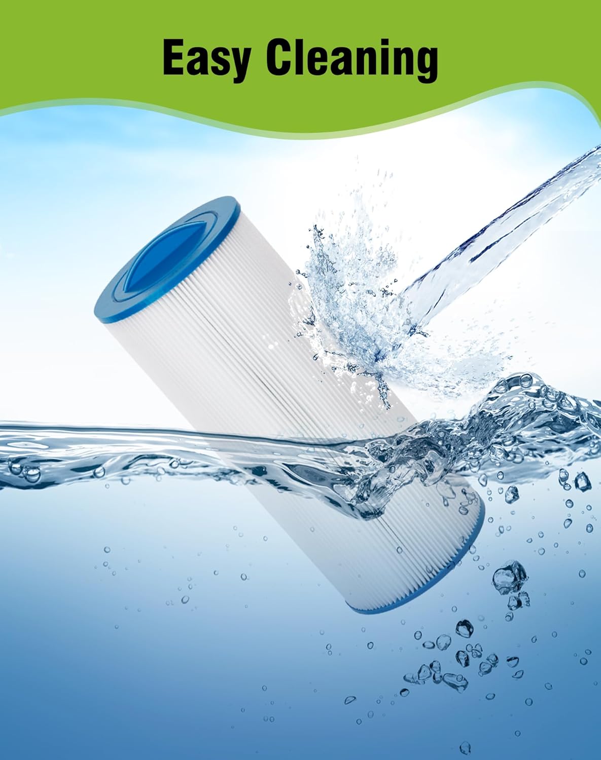 Spa Filter Cartridge Replacement for Unicel 6CH-960, Jacuzzi Filters J-300 J-400, Filbur FC-2800, PJW60TL-F2S, 14081, 15 1/2” x 6 3/4” Hot Tub Filter, Closed Handle(Not be Removed), Pack of 2 - Image 5