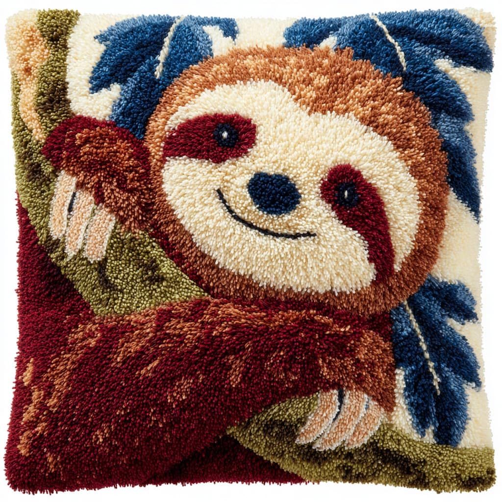 WallustrioaW Latch Hook Cushion Kits for Adults,Animal Sloth