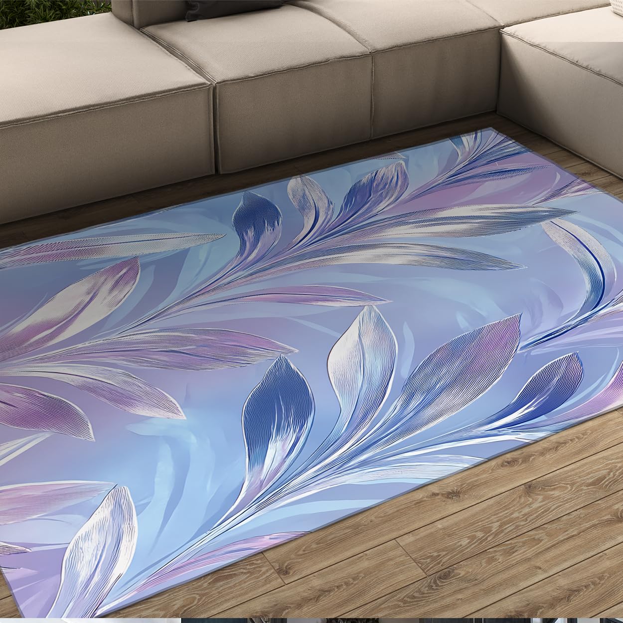 Moquette lavable 200x300cm tapis grand format design feuilles colorées décoration salon