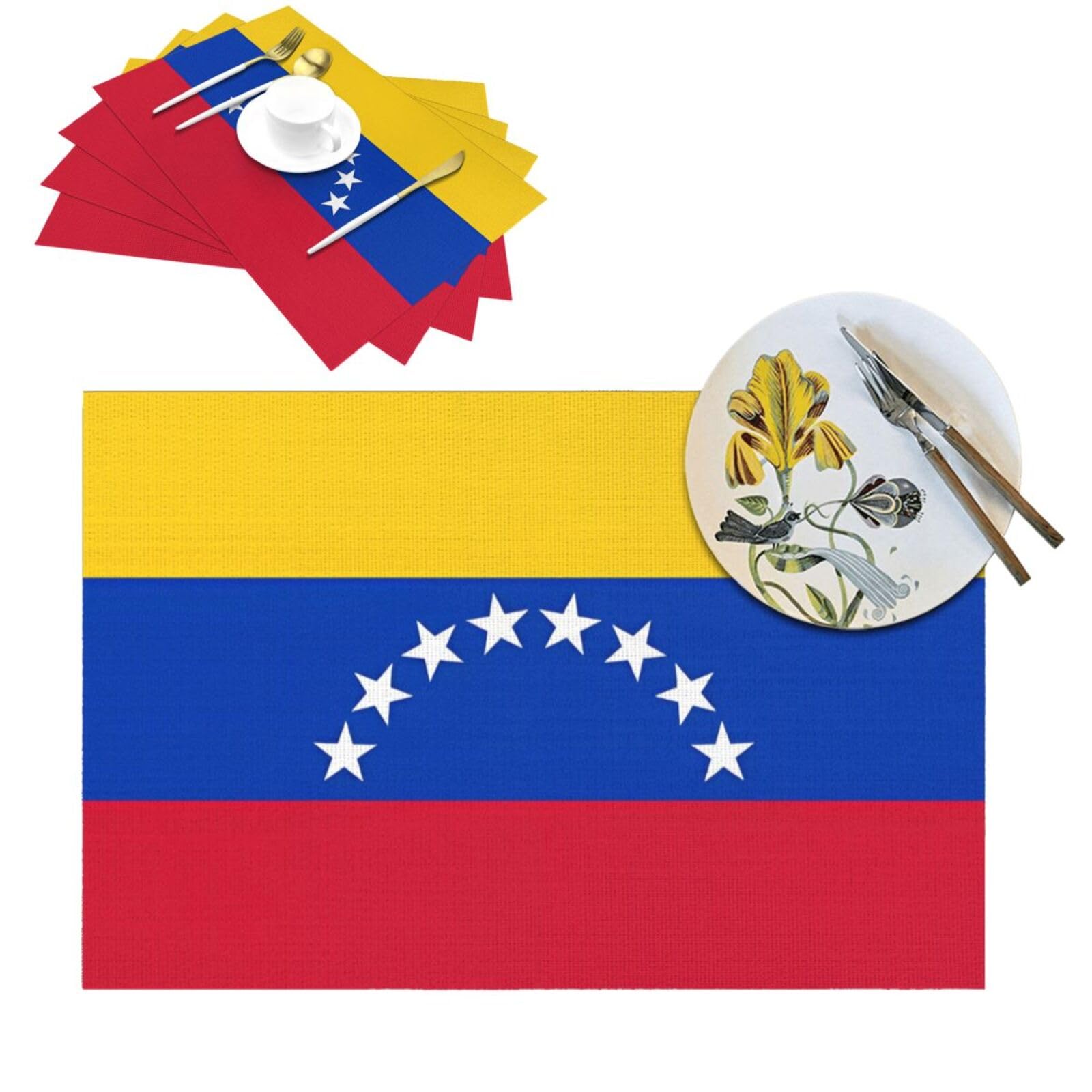 Sets de table lavables et isolants au motif Venezuela pour repas en intérieur et extérieur