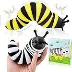 Cevioce Fidget Slug Toy, Sensory Slug Fidget Toy for Kids & Adults, 2 PCS Cute 3D Articulated Sensory Toys - Can Be Spliced, SafeExercise Wrist Strength & Stress Relief, Great Gift for ADHD Autism B