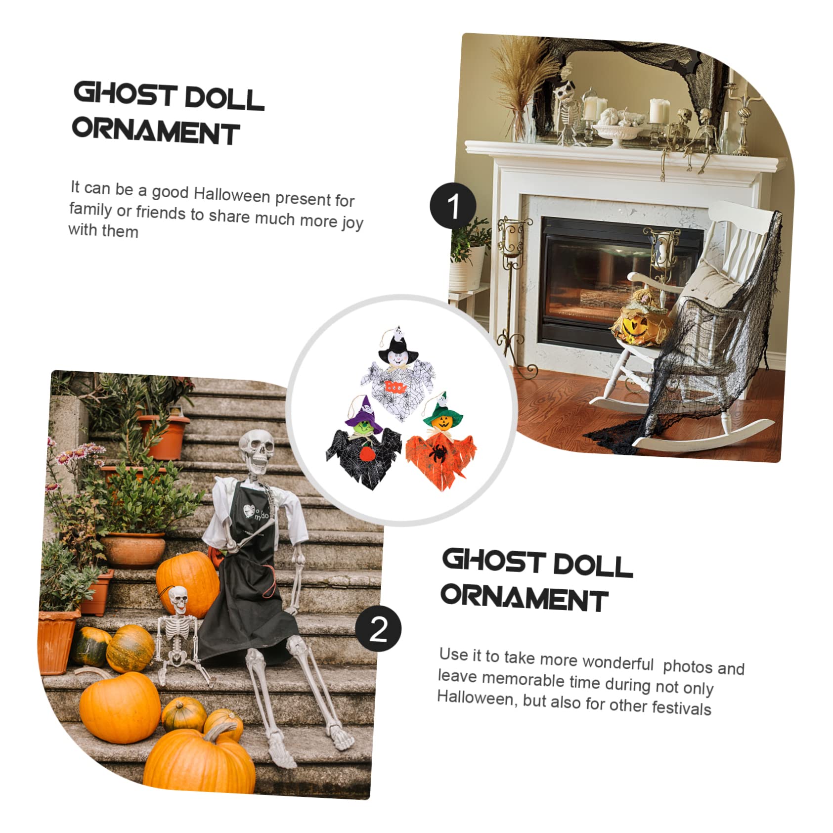 Yardwe Lot De 4 Décorations De Goules À Suspendre pour Halloween Accessoires Légers Ornements Festifs À Suspendre 3 Pièces X 4