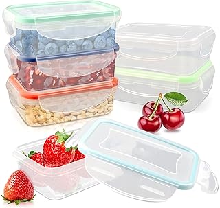 Vmiapxo 6 Pack 8oz Small Food Storage Containers,Microwave Freezer Dishwasher Safe,Reusable Plastic Mini Snack Meal Prep T...