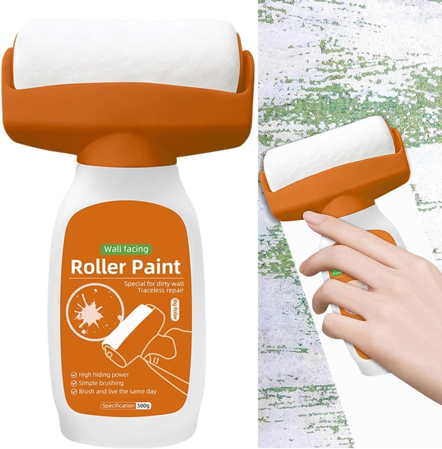 Wall Repair Roller Paint Household Supply Cleaning Tool Water Based Latex DIY Renovation with Roller Multifunctional Paint Roller for Cracks, Wall Repair Solution Paint Roller(500g)