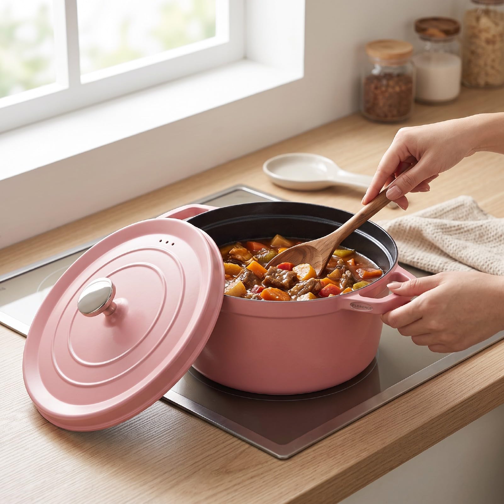 Naroote Garnek Emaliowany 24cm 4L z nieprzywierającą powłoką ceramiczną,