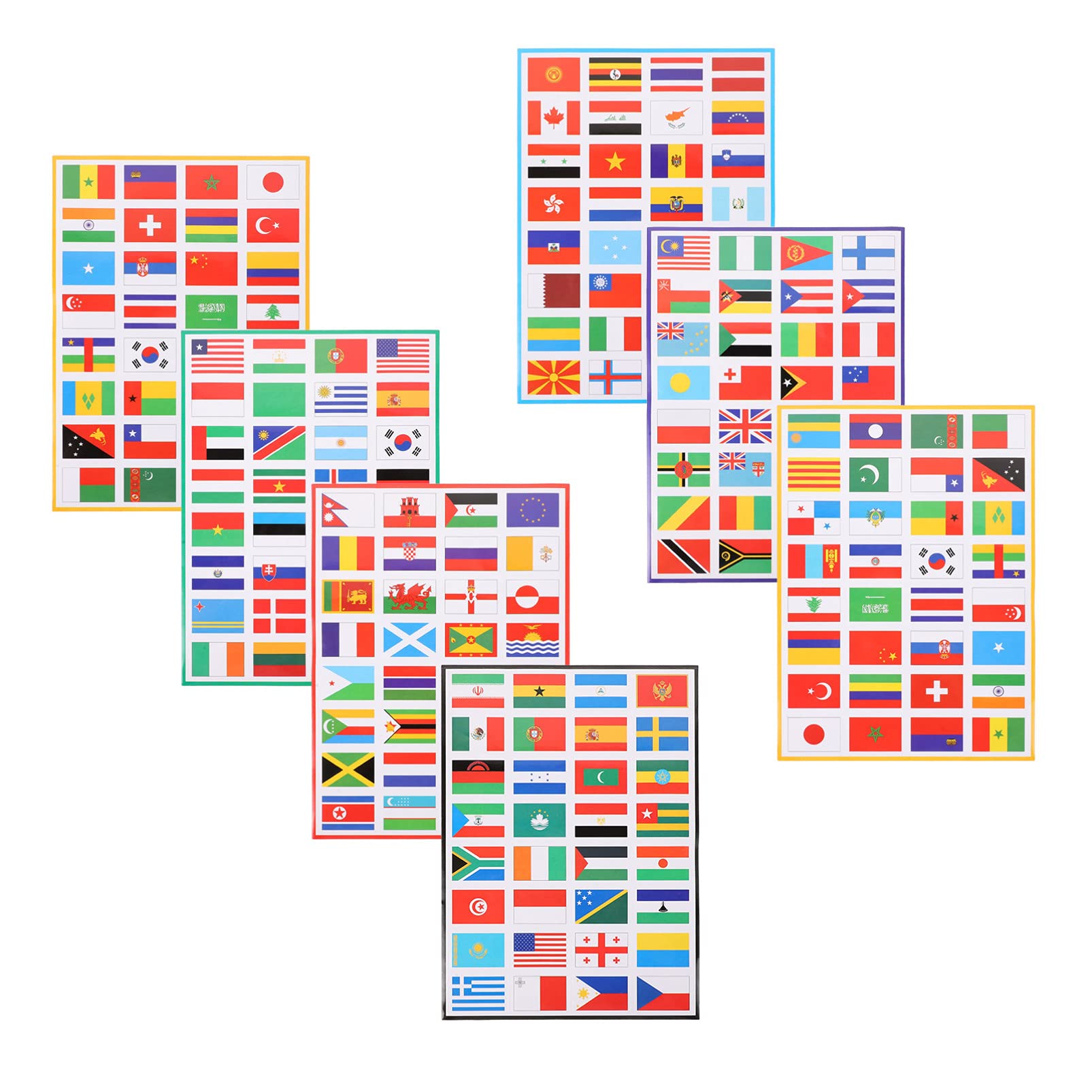 7 fogli di bandiere dei paesi adesivi per il viso, adesivi per il viso, bandiere nazionali, bandiera del mondo, 7 fogli, campionato del mondo, Unione europea, giochi