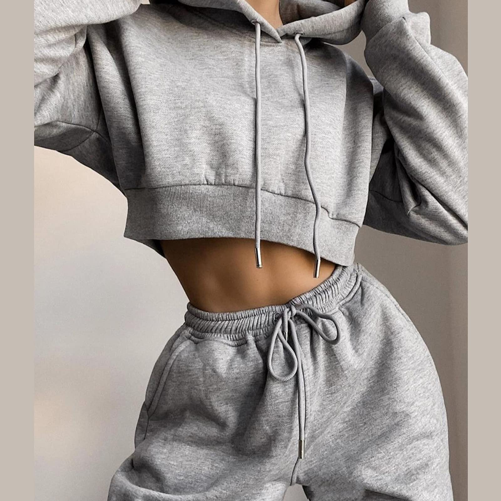 Felpa con cappuccio da donna, oversize, S-2XL, tuta da jogging a vita bassa
