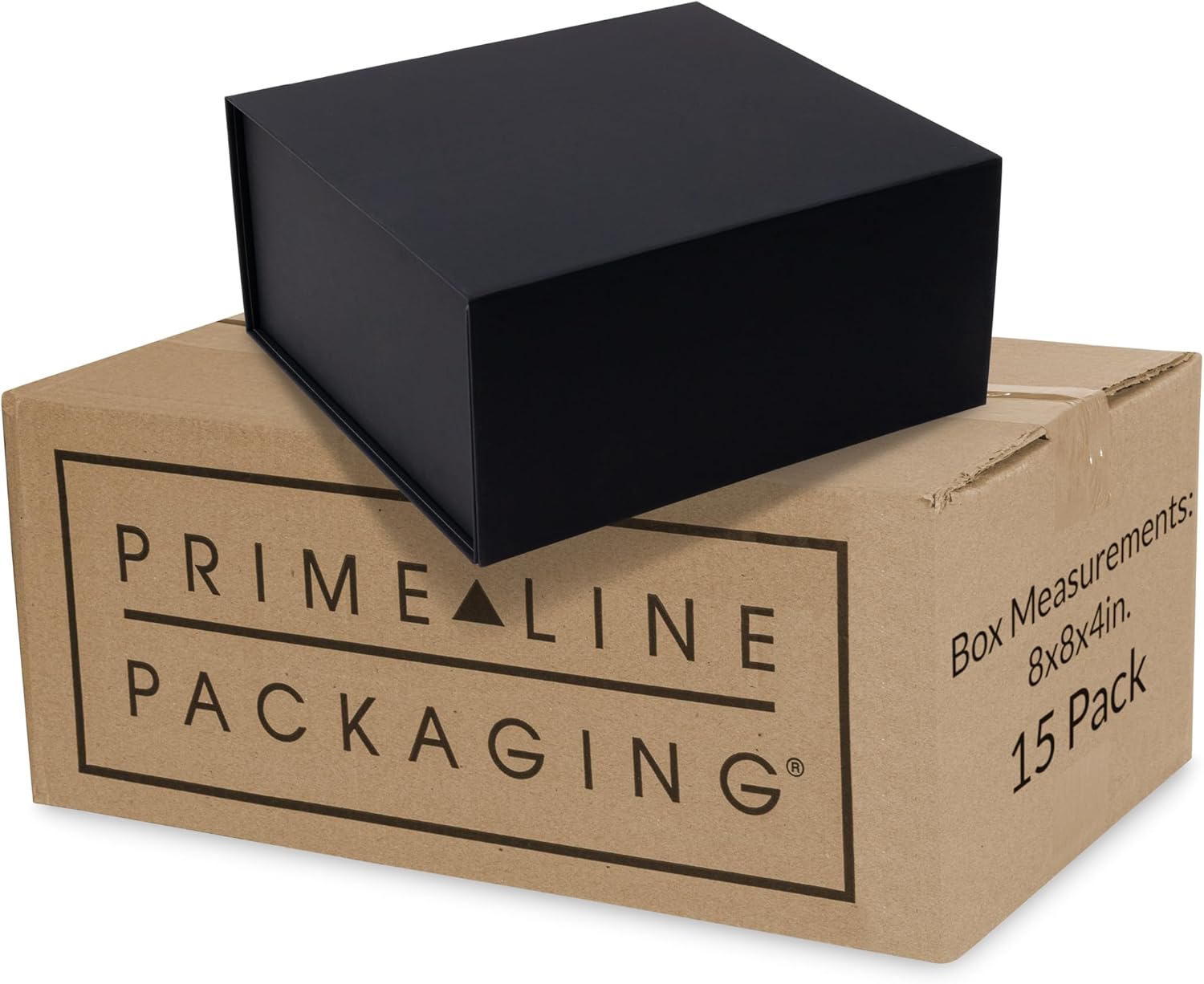 Prime Line Packaging Gift Boxes with Lids, Small Black Magnetic Gift Boxes for Presents, Small Business, Birthdays, Weddings, Graduation, Retail Storage, Bulk, 8x8x4, 15 Pack