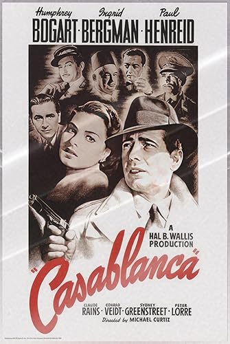 Miniatura 9 de Casablanca - Póster de película (estilo regular, color blanco) (tamaño: 24" x 36") Sin marco, multicolor,Laminated Poster,Tiras laminadas para