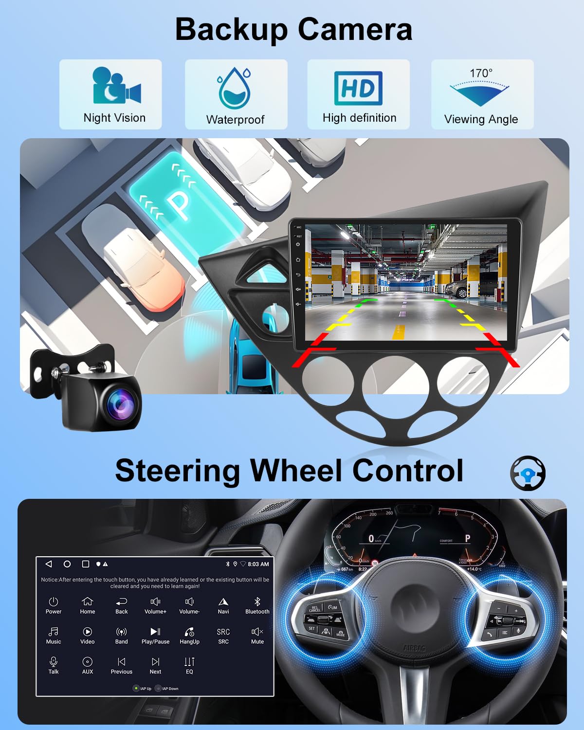 2+64G Android CarPlay Stereo para Ford Focus 1998-2004 - Radio de 9 Pulgadas con Pantalla táctil inalámbrica CarPlay Android Auto - WiFi GPS Mirror Link EQ RDS +Cámara de Marcha atrás&Mic