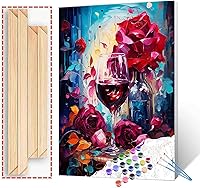 Vista 23 de Pintura abstracta para copa de vino por números para adultos principiantes, copa de vino tinto grafitica, pintura digital, bricolaje, bebidas