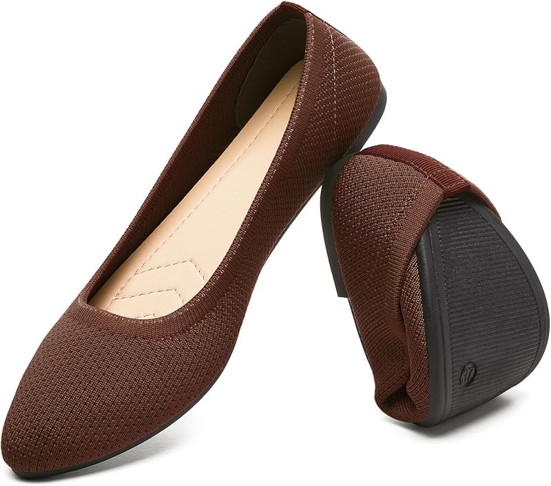 Zapatos planos de ballet para mujer, cómodos zapatos de vestir sin cordones con punta puntiaguda de malla | Tejido transpirable, Plantilla con memoria, Ligero y flexible, Estilo sin cordones, Perfecto para el uso diario