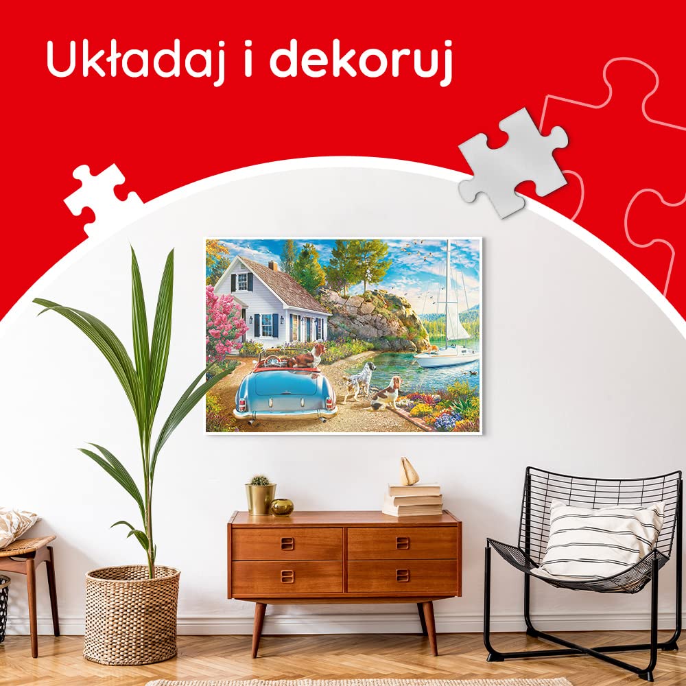 Trefl - Wakacyjna Przystań - Puzzle 2000 Elementów - Psy, Lato, Żaglówka, Nowoczesna Układanka DIY, Kreatywna Rozrywka, Zabawa, Puzzle Klasyczne ze Zwierzętami, dla Dorosłych i Dzieci od 12 Lat | CZERWONY, DIY, kreatywna rozrywka, klasyczna układanka, 14+
