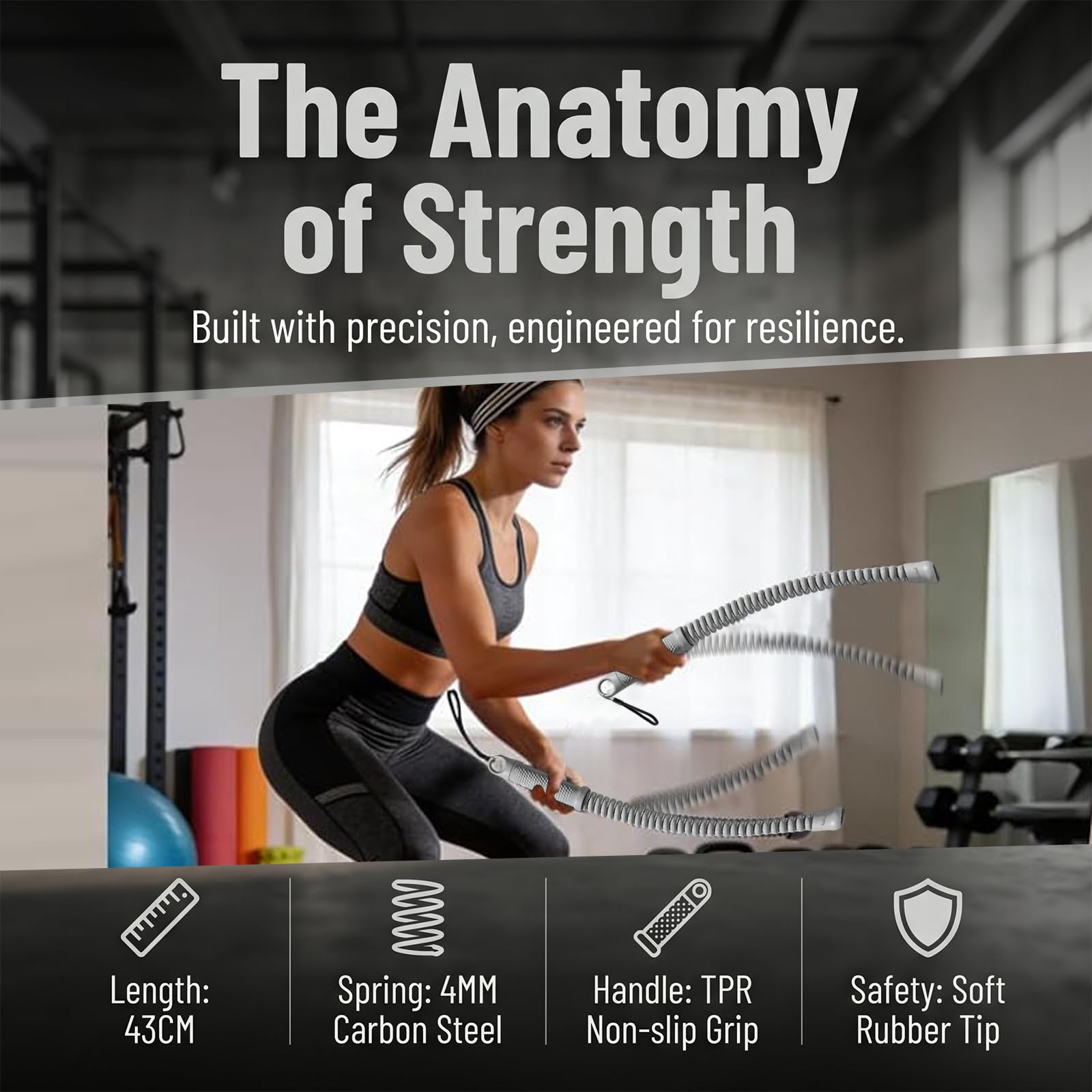 Corde de Combat sans Fil, Corde Musculation Réglable avec Poignée Antidérapante pour HIIT, Entraînement Complet du Corps, Home Gym