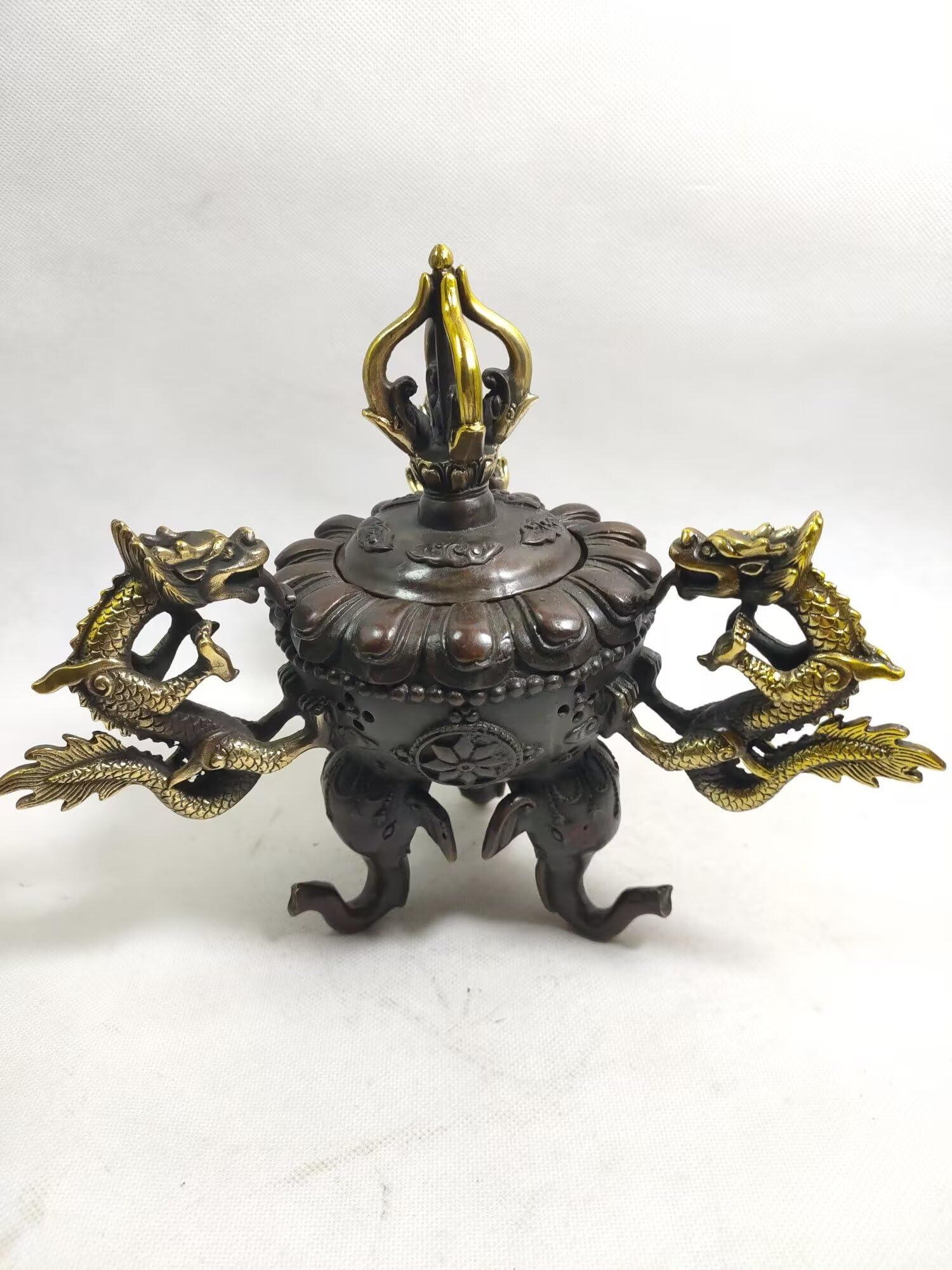 Dytartzx Chinese Feng Shui Dragon Bronze Dragon Incense Burner Statue Home Office Decoration