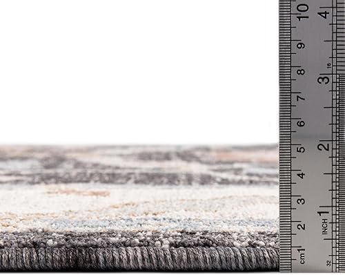 Miniatura 5 de Unique Loom Eco Traditional Collection - Alfombra animada (redonda, 7 pies x 7 pies, gris carbóngris)