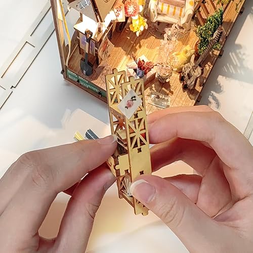 Miniatura 5 de Yanrhwy panda Kit de rincón de libros de bricolaje, kit de bricolaje para casa de muñecas, kit de estantería para decoración de callejón, kit de