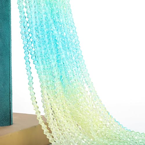 Miniatura 2 de Cuentas de cristal bicono degradado de 0.157 pulgadas (0.157 in) con forma de bicono facetado, cuentas espaciadoras de cristal para pulseras,