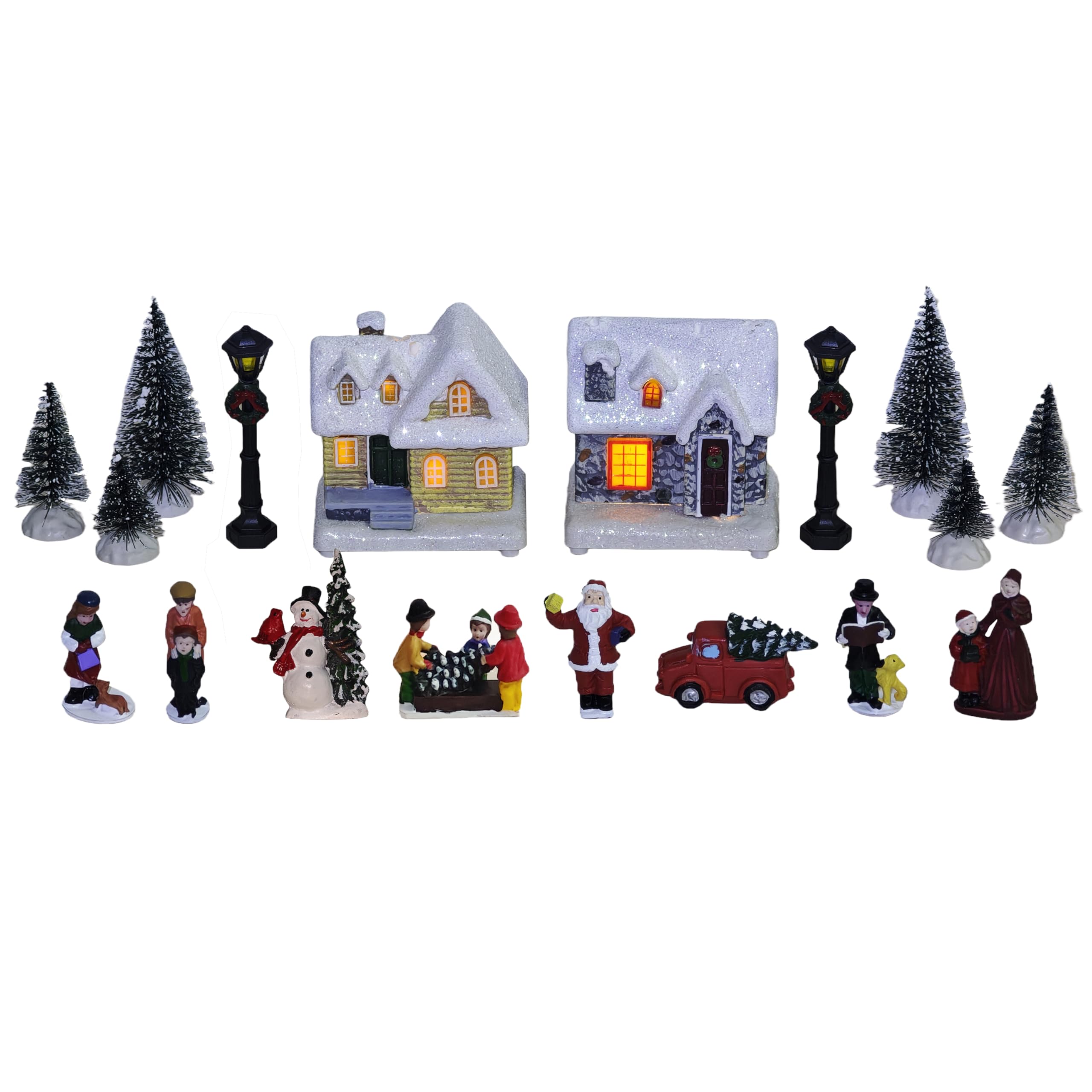 Figurines de village de Noël en résine de qualité supérieure peintes à la main