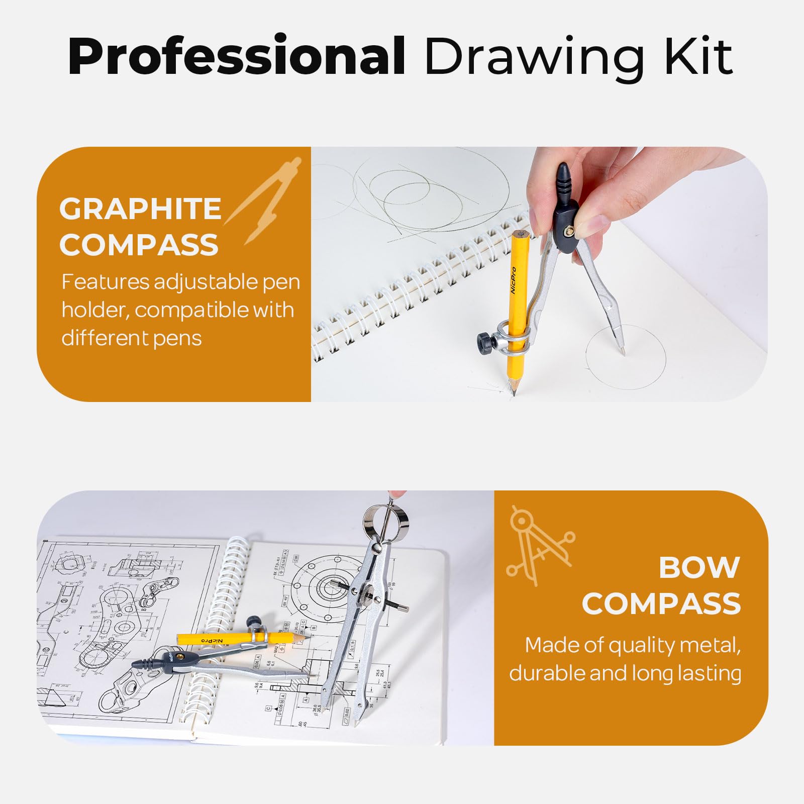 Nicpro Geometry Set - Drafting Tools for Students -3
