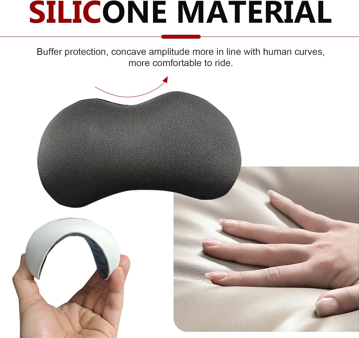 Motorcycle Crotch Buffer Pad, 5.51" x 2.76" Anti-Collision Oil Tank Protective Pad, Silicone Groin Cushion Protector, Universal for Most Motorcycles (Black)