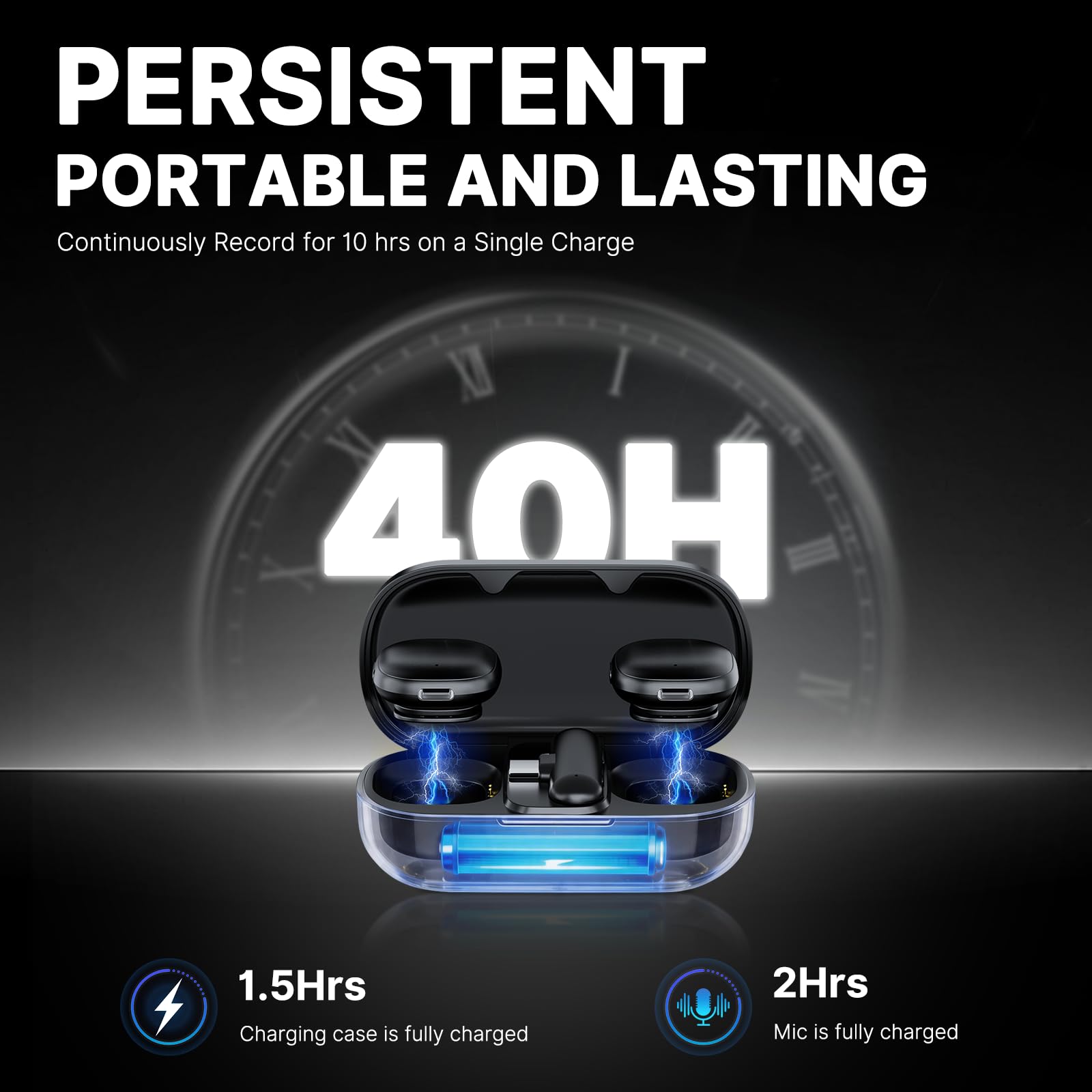 Microfono wireless professionale per iPhone, microfono lavalier wireless, riduzione del rumore AI a 3 livelli, portata 106,7 m, suono Hi-Fi, per iPhone/iPad/Android/fotocamera, microfono per
