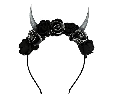 Miniatura 4 de Diadema hecha a mano con cuernos negros y plateados