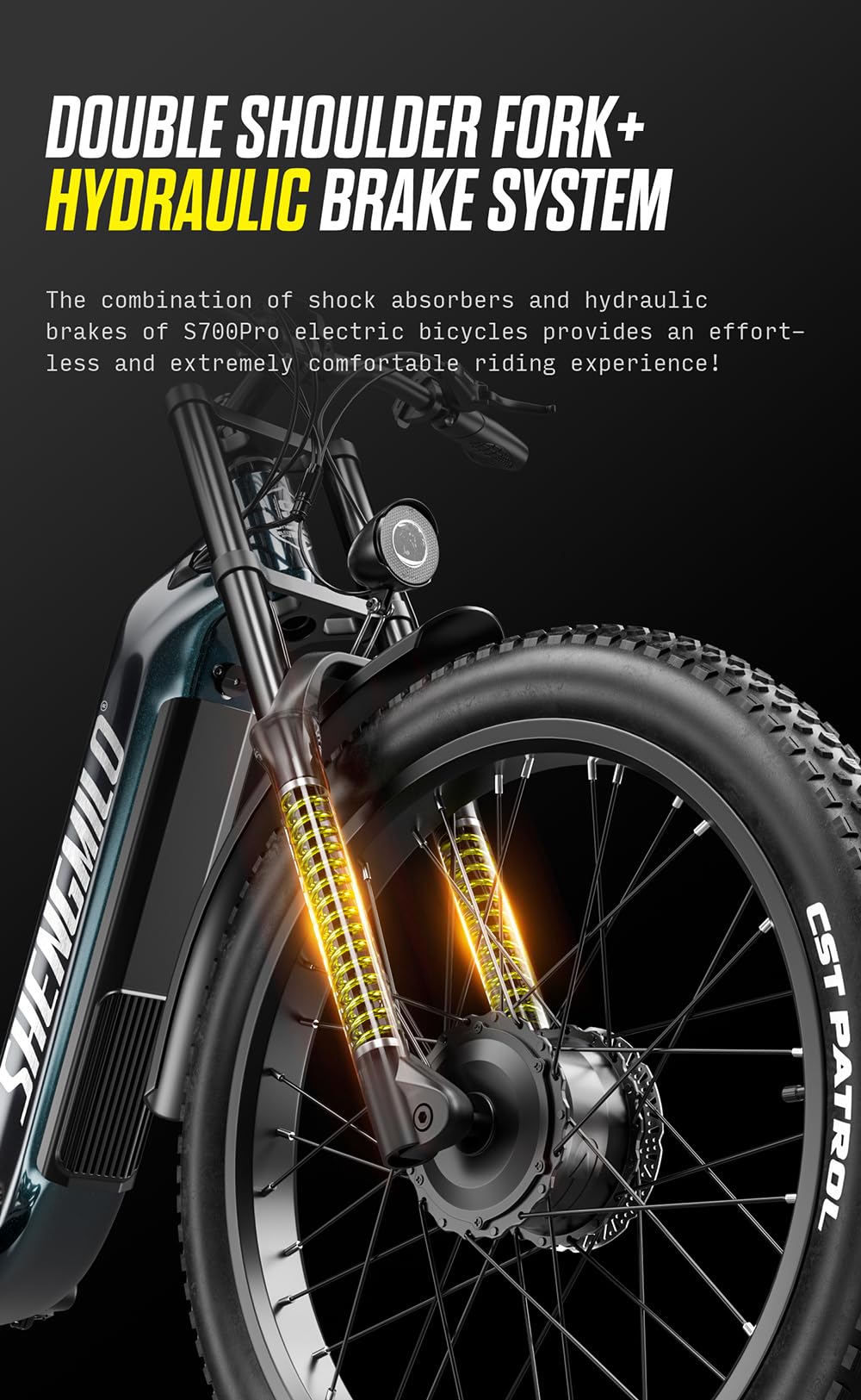 Shengmilo Bicicletta elettrica S700 PRO,E Bike, mountain bike a piena sospensione da 26 pollici, E-Bike, batteria 48V 25Ah, cambio a 7 velocità, pneumatico a zolla