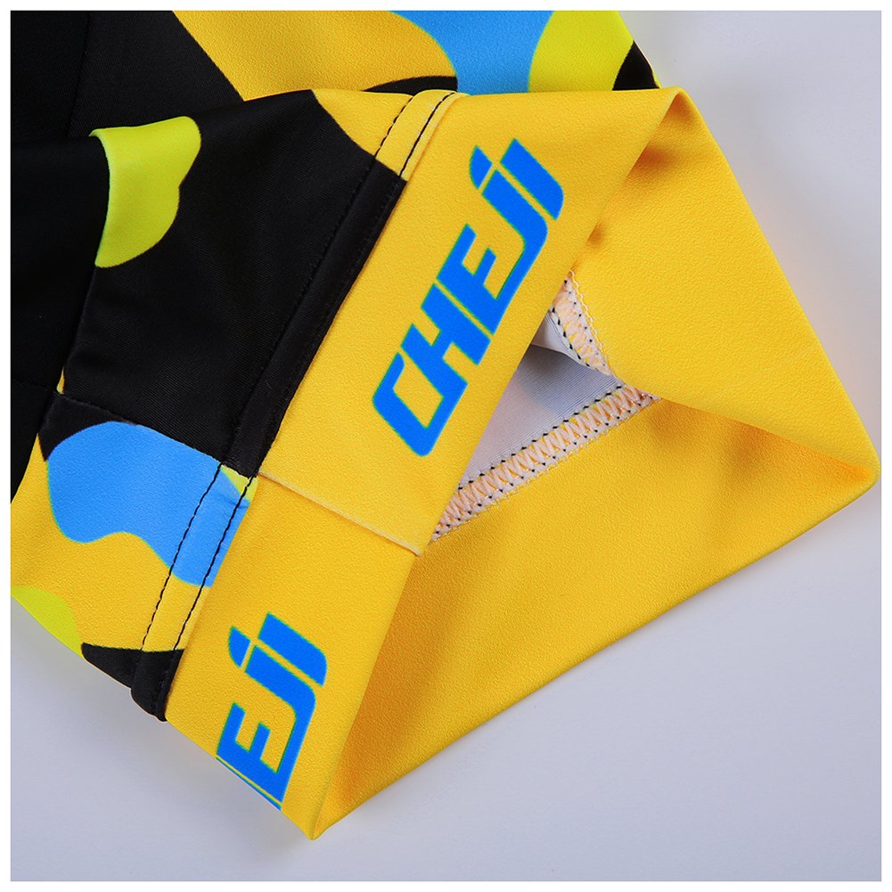 Maillots de Ciclismo Jersey de Manga Corta + Culotte Pantalones para Niños Traje Conjunto de Bicicleta para Deportes al Aire Libre, Amarillo/Negro, L /6-7 años