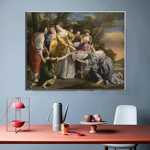 Miniatura 2 de THAELY Póster artístico de Moisés en la cesta, Orazio Lomi Gentileschi vintage, lienzo, pósteres e impresiones artísticas de pared para sala de