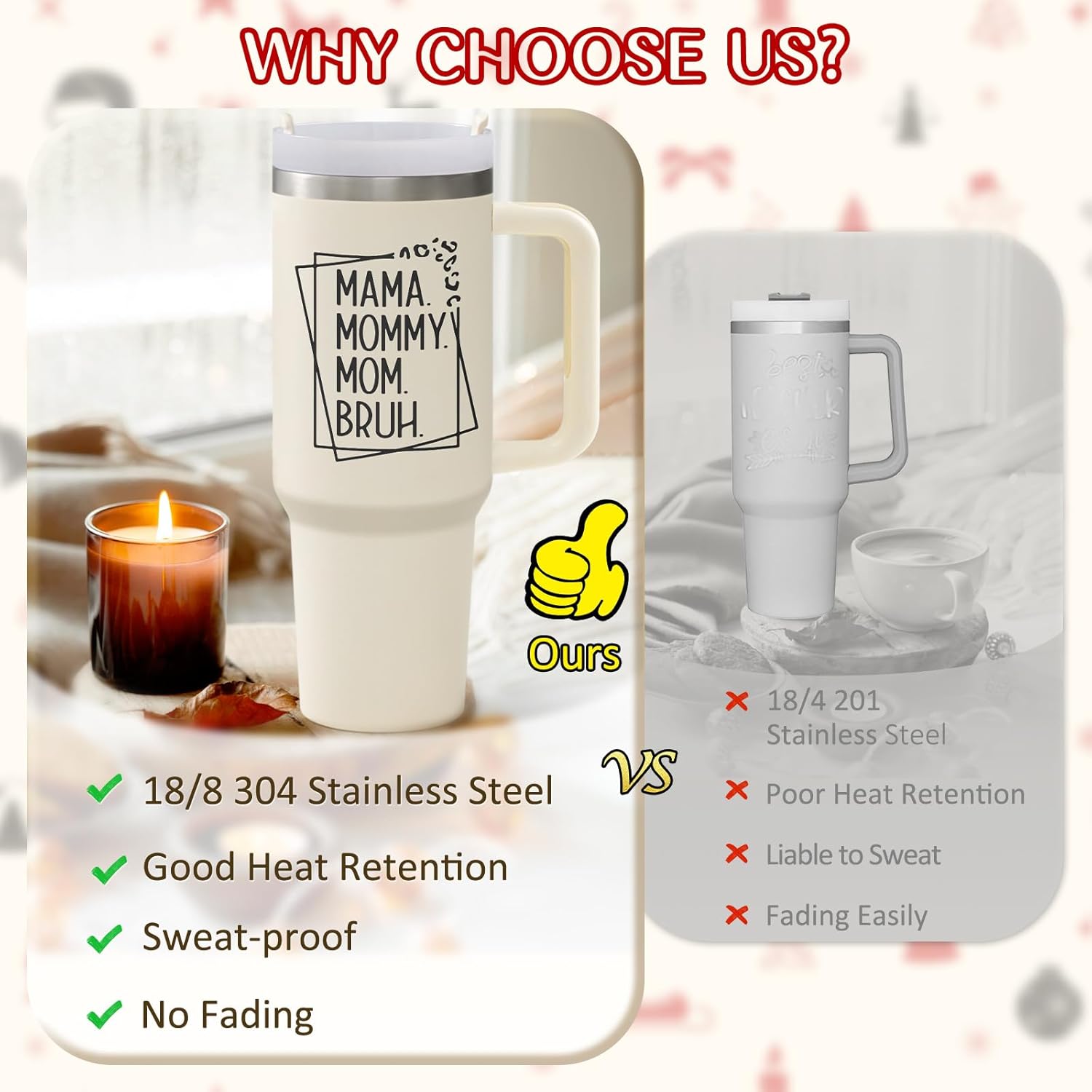 LiqCool Mama Mommy Tumbler with Handle - 40 Oz, Funny Mom Gifts for Birthday, Mother's Day & Christmas - Image 3