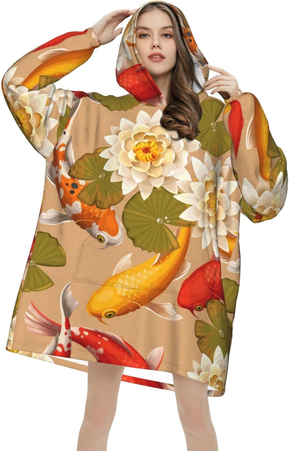 Loctus with Carps Wearable Blanket Hoodie,Oversized Soft Pullover Hoodie with Front Pocket for Adult Women Men Multicolor