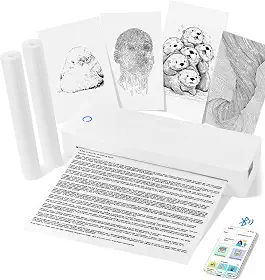 Impressora portátil A4, térmica, sem fio, mini impressora sem tinta para suporte de viagem, papel térmico A4 e A5 de 21,6 cm x 27,9 cm, compatível com telefone e laptop Android e iOS