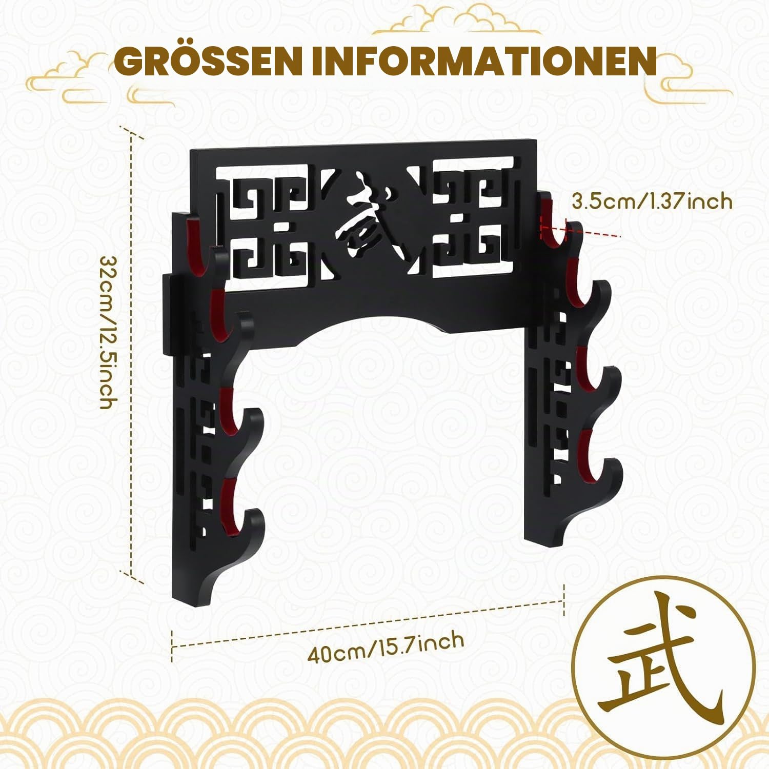 Schwert Wandhalterung Schwerthalter Display Stand Gepolstert Katana Wakizashi Genji und Samurai Schwerter,4 Tier